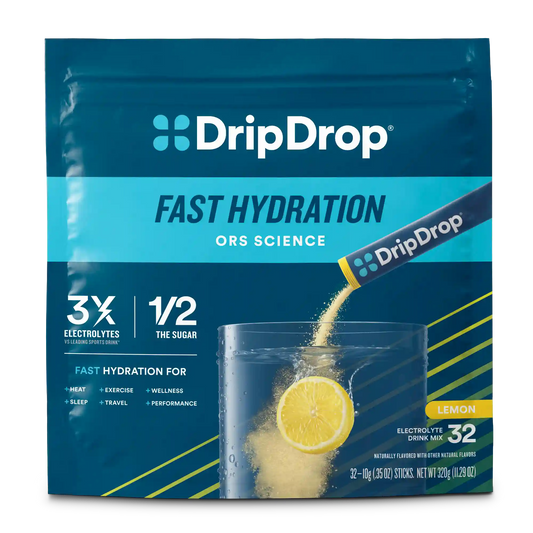 DripDrop Original Electrolyte Powder, Lemon, 8 oz sticks, 32 Pack