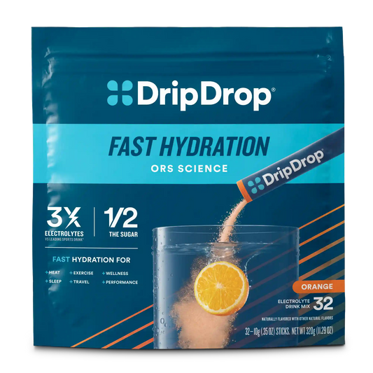 DripDrop Original Electrolyte Powder, Orange, 8 oz sticks, 32 Pack