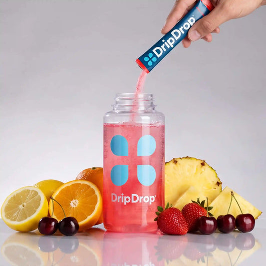 DripDrop Original Electrolyte Powder, Juicy Variety Pack, 8 oz sticks, 32 Pack
