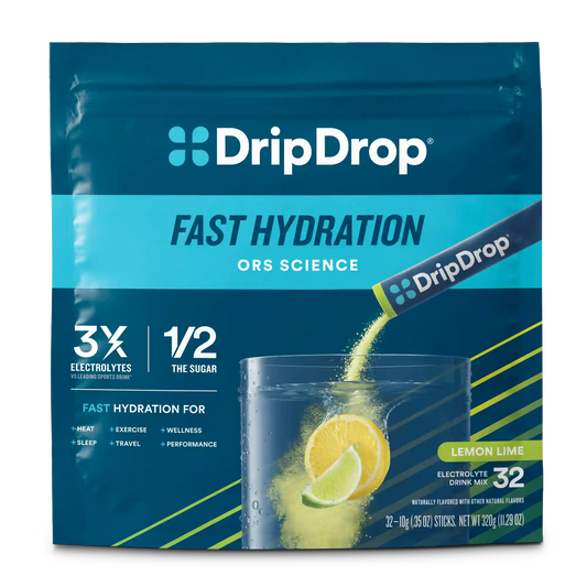 DripDrop Original Electrolyte Powder, Lemon Lime, 8 oz sticks, 32 Pack