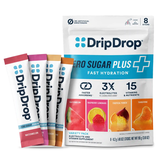 DripDrop Zero Sugar Plus, Paradise Variety Pack, 16 oz sticks, 8 Pack