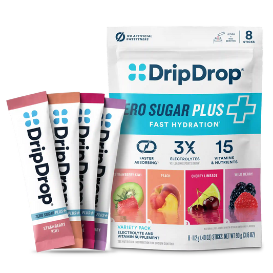 DripDrop Zero Sugar Plus, Fresh Variety Pack, 16 oz sticks, 8 Pack